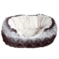 ROSEWOOD GREY/CREAM SNUGGLE PLUSH  BED 78CM