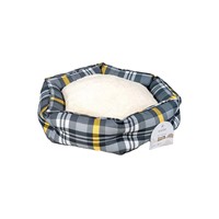 GLEE ΚΡΕΒΑΤΙ ΕΞΑΓΩΝΟ CHEQUERED ΓΚΡΙ ΚΙΤΡΙΝΟ XS 46x46x15cm