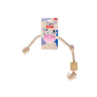 GLEE ΠΑΙΧΝΙΔΙ ΣΚΥΛΟΥ COW KNOTTED ROPE WITH COFFEE WOOD 33cm