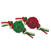 CROCI XMAS DOG TOY TPR BALL W/KNOTS