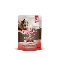 MIGLIOR STERILIZED CAT ΚΟΜΜ  ΒΟΔΙΝΟ  ΠΡΟΣΟΥΤΟ & ΛΑΧΑΝΙΚΑ ΣΕ ΣΑΛΤΣΑ 85gr