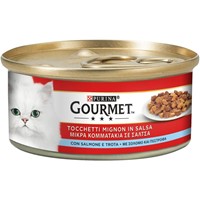 GOURMET ΚΟΜΜΑΤΑΚΙΑ ΣΕ ΣΑΛΤΣΑ 24Χ195gr ΠΕΣΤΡΟΦΑ & ΣΟΛΟΜΟ