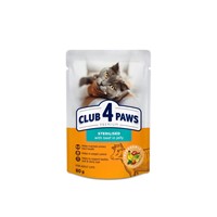 CLUB 4 PAWS Υγρή στειρωμένες γάτες βοδινο σε ζελέ 80gr