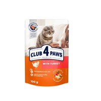 CLUB 4 PAWS Υγρή adult με γαλοπούλα σε σάλτσα 85gr