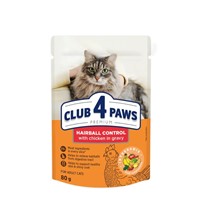 CLUB 4 PAWS Υγρή Hairball Control κοτόπουλο σάλτσα 80gr