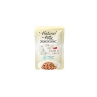 NATURAL KITTY CHICKEN TUNA BEEF GRAVY 85GR